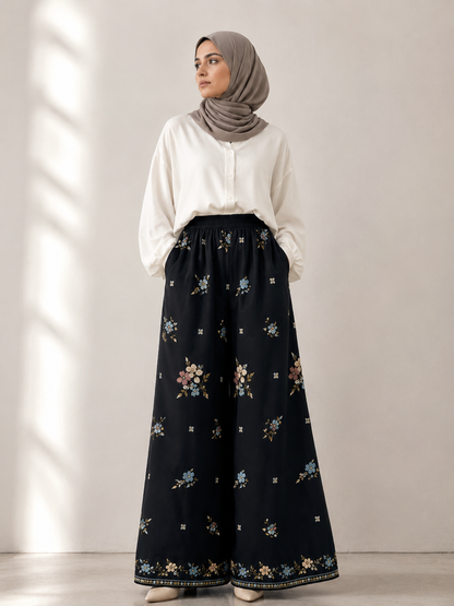 Noir Garden Wide Leg Trousers